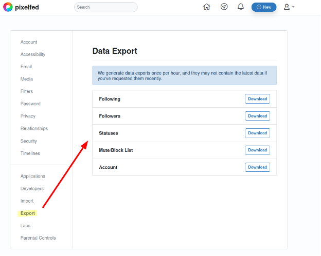 pixelfed-data-export